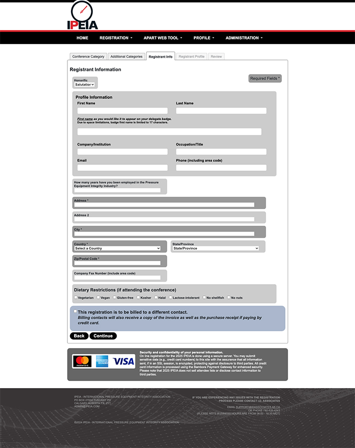 Registrant Info Tab Screenshot