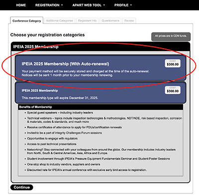 Auto-renewal Button with No Conference Categories