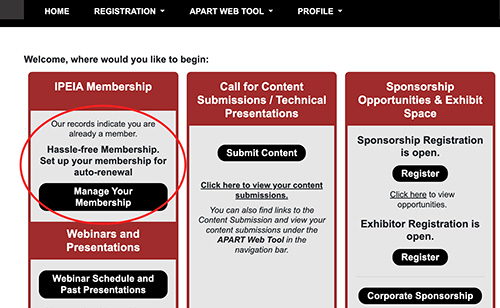 Manage Your Membership Button Homepage