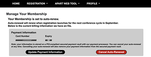 Manage Your Membership Buttons Screenshot