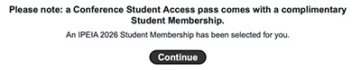 Complimentary Student Membership Popup Screenshot