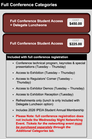 Full Student Conference Categories Screenshot