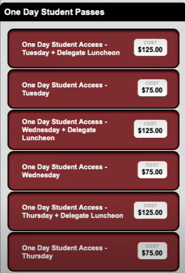 One Day Student Conference Categories Screenshot